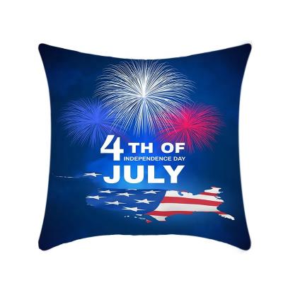 China New Hotel Independence Day Holiday Pillow Case 18x18 Inches Blue USA Letter Firework Flag Hat Cushion Case For Naps Decor sofa cars for sale