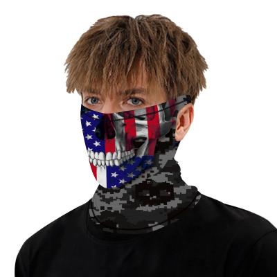 China Polyester Fiber Independence Day Face Cover Scarf Bandana Ear Loops Neck Warmers Scarf Unisex Cooling Summer Fishing Recycling Increasing Scarf Black for sale