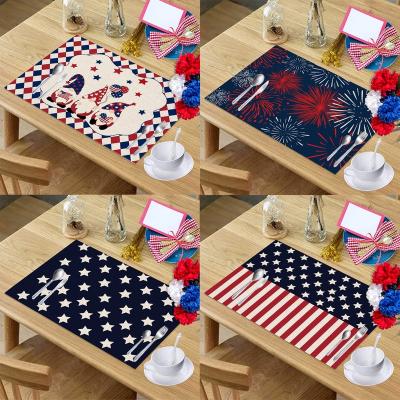 China New Product Independence Day Place Mat Viable Washable Table Mats Set With Star Pentagon Car Stripe For Dinner Kitchen Outdoor Decoration for sale