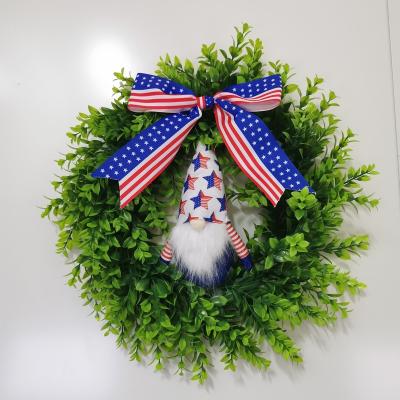 China Patriotic Artificial Flower Independence Day Garland for Front Entrance Wall Home Decor The Memorial Garland of July 4th Garland and Veterans Day Decor for sale