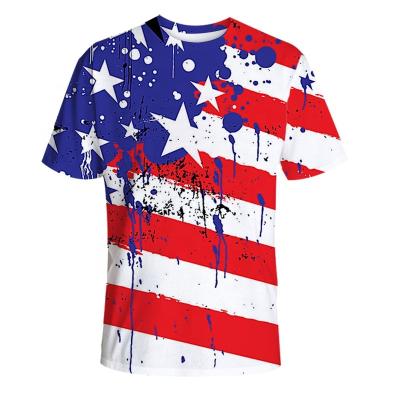 China Anti-Wrinkle Independence Day Men's T-shirt Plus Size Boys Mens T-shirts Skull 3D Print Sleeves Crewneck Loose Short Tees for sale