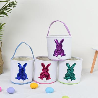 China New Party Handbag DIY Basket Funny Handmade Basket Rabbit Colorful Embroidered Sequin Easter Baskets for sale