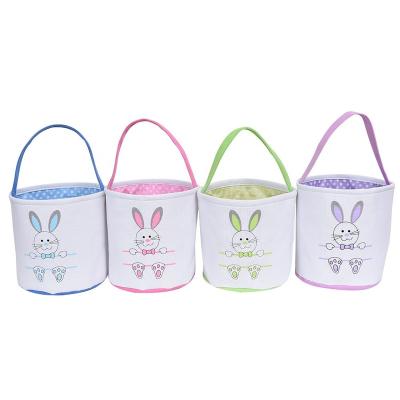 China 2022 Cotton Fabric New Products Wholesale Sublimation Colorful Bucket Canvas Cute Easter Baskets for sale