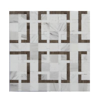 China ABC-Stone Ceramic High Quality Square Mosaic Marble Pattern Multicolor Mosaic Stone For Individual Construction for sale