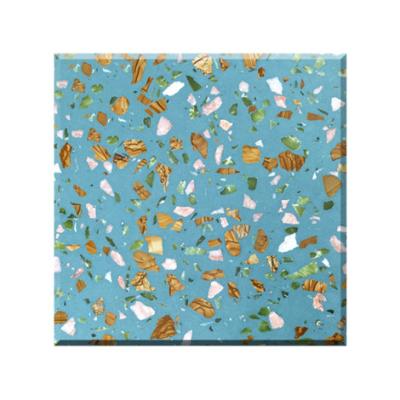 China Classic Blue Quartz Stone Design ABC Stone Cement Floor Tile Artificial Polished Stone Countertop Recycled Terracotta for sale