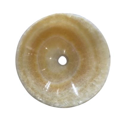 China New Product Honey Onyx Round Durable ABC-Stone Honey Onyx Basin Basin Wash Basin Sink (Pure Color) for sale