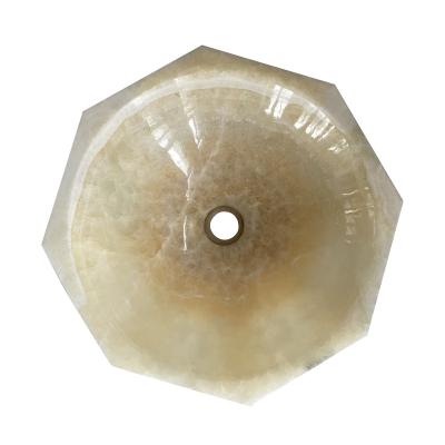 China New Stylish Indoor Natural Onyx Bathroom Sink ABC-Stone Octagle Shape Lavatory Sink for sale