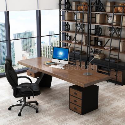 China Solid Wood Home Designer Writing Table Retro Style Durable Loft Desk Industrial Modern Computer Desk for sale