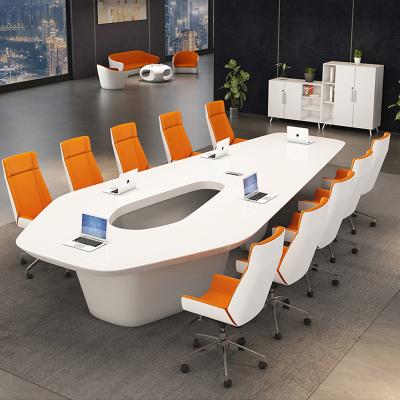 China Modern Luxury White Conference Room Table 12 Person Board Room Table Meeting Table And Chairs For Office for sale