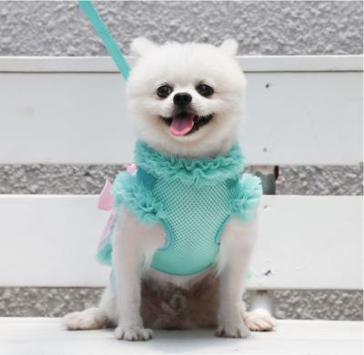 China Custom Breathable Spring Summer And Autumn Supplies Dog Cat Pet Clothes Mesh Skirt Chest Traction Strap Dog Leash for sale