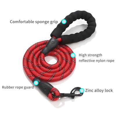 China Amazon customized with the same thoughtful round rope dog leash nylon pet supplies large braided dog rope dog walking leash. for sale