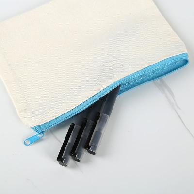 China Custom Simple Zipper Closure Student Blank Canvas Pencil Case Storage School Supplies Simple Desk Special for sale