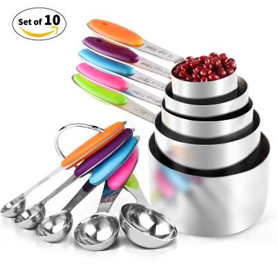 China Viable 10 Piece Measuring Cups and Spoons Set in 18/8 Stainless Steel for sale