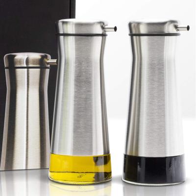 China Sustainable Olive Oil And Vinegar Dispenser Set Of 2 - Stylish Stainless Steel Oil Condiment Set Set Safes Easy And Drips Free Pouring for sale