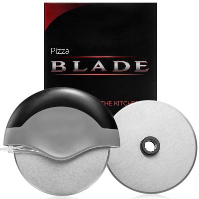 China Pizza Cutter Super Fast Slicer 2 Blades Round Handle Safety Cover Stainless Steel Wheel Soft Cut Slice And Clean Sharp Easily for sale