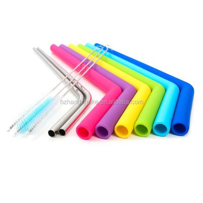 China Viable Silicone Straws For Tumbler YETl 30 oz / Rtic Full Pack - Reusable Silicone Straws Set Of 6 - Extra Stainless Steel Straws for sale