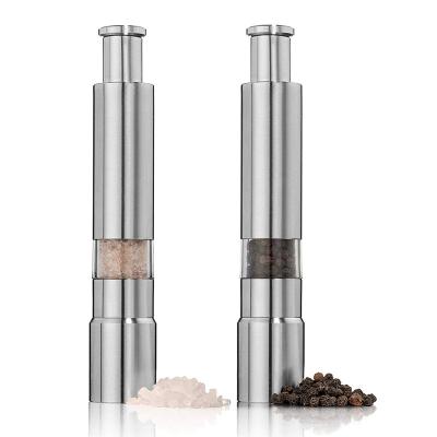 China Viable Grinder Set of Mini Salt and Pepper. Stainless Steel Salt and Pepper Mills Sleek Design Works Great with Peppercorns, Sea Salt for sale