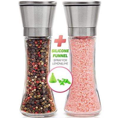 China Sustainable Salt and Pepper Grinder Set - Salt and Pepper Shakers with Lid - Brushed Stainless Steel Pepper Mill and Salt Mill - Adjustable for sale