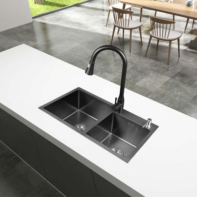 China Without Faucet Kitchen Double Stainless Steel Black Sink Handmade Modern Sink Suppliers For Kitchen zu verkaufen