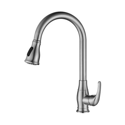 China Modern Industrial Sink Mixer Solid 304 Stainless Steel Pipe Kitchen Faucet With Pull Down Sprayer en venta