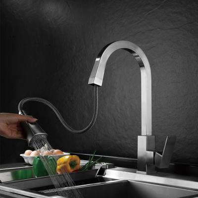 China Modern High Quality Hot Cold 304 Stainless Steel Pull Down Sprayer Hose Kitchen Faucet Water Tap Te koop