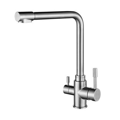 China Amazon Amazon Handles SUS304 Stainless Steel Dual Handles 3 Ways Health Water Filter Kitchen Sink Faucet Modern Modern zu verkaufen