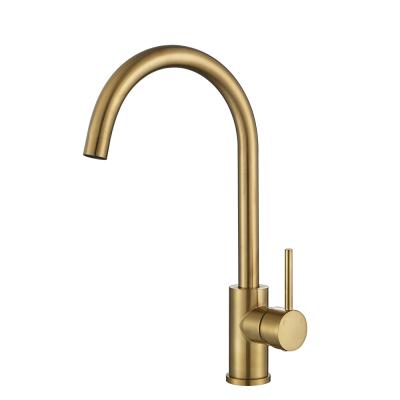 China Kitchen Faucet Modern Luxury Gooseneck Spout Mixer Taps 360 Rotate Hot And Cold OEM ODM Gold Copper Faucet zu verkaufen