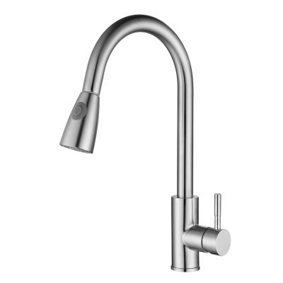 Κίνα Modern High Spout Brushed Single Handle 360 ​​Degree Hose Pipe Stainless Steel Pull Out Sink Kitchen Faucet With Sprayer προς πώληση