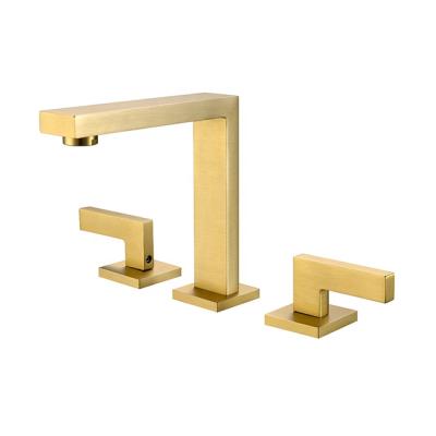 Cina Luxury Double Handle Wide Type cUPC 4 Inch Spread Gold Brass Faucets Bathroom in vendita