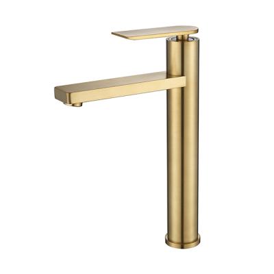 China Modern Single Lever Golden Tall Basin Faucet For Bathroom for sale