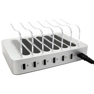 China silver multi charging dock-6-port mobile phone table deskt usb charging mobile phones docking station for sale