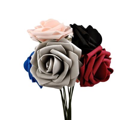 China Widely use high quality pe foam rose flower with stem artificial flowers for cemetery for sale