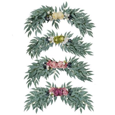 China Touch Natural Green Leaves Rose Flower Door Lintel Wreath Home Decoration Other Decorative Flowers and Plants for sale