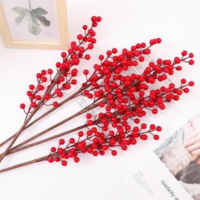 China High Quality Artificial Acacia Beans Christmas Whetstone Decoration Berry Plant With Fruits To Wedding Christmas Home Red Berry Stem for sale