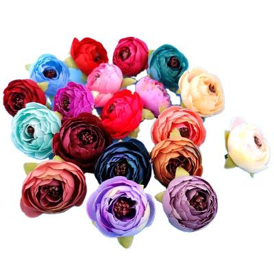 China DIY Wedding Hand Made Decorative Silk Artificial Party Home Flower 7cm Rose Flowers Heads For Wedding Retro for sale