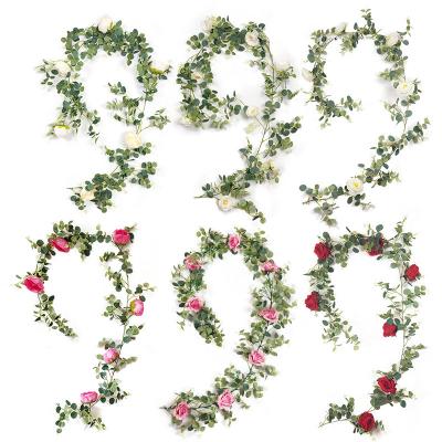 China Natural Touch Arrival Wedding Rose Vine Peony Camellia Money Artificial Leaf Home Decoration Artificial Flower Vine for sale