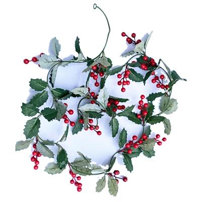 China Festival Home Decoration Red Berry Christmas Garland with Leaves Indoor Outdoor Garden Gate for Holiday New Year Decor for sale