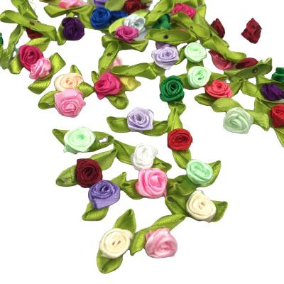 China 500pcs Mini Ribbon Bows Roses Flowers Viable Craft Ornament Artificial Applique Sewing DIY (Multicolor) for sale