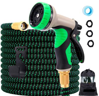 China 50ft Adjustable Expandable Water Hose Garden Hose 3-Layers Lightweight Latex Latex, with 10 Function Spout for sale