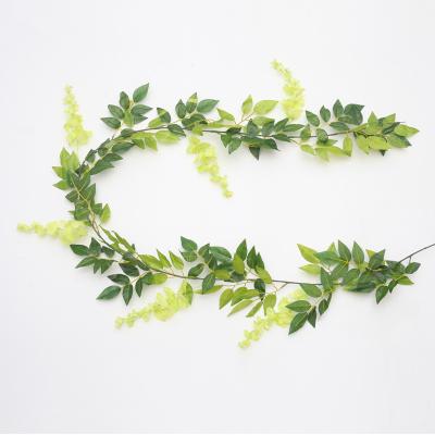 China Minimalist Artificial Flower Silk Wisteria Hanging Vines Garlands For Outdoor Garden Wall Greenery Jungle Party Wedding for sale