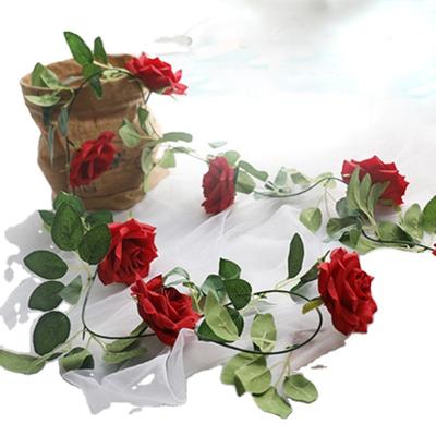 China Minimalist Rose Vine Flowers Plants Artificial Fake Flower Hanging Rose Home Hotel Office Wedding Party Garden Craft for sale