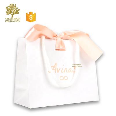 China Recyclable Luxury Custom Printed Gift Paper Bag Logo Jewelry Packaging Shopping Paper Bag With Ribbon for sale