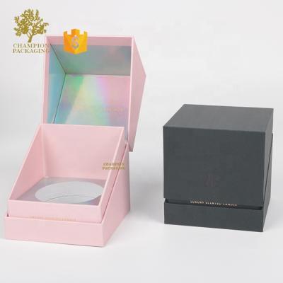 China Handmade Custom Candle Gift Boxes With Insert Packaging Black Candle Box Cardboard Gift Candle Boxes for sale