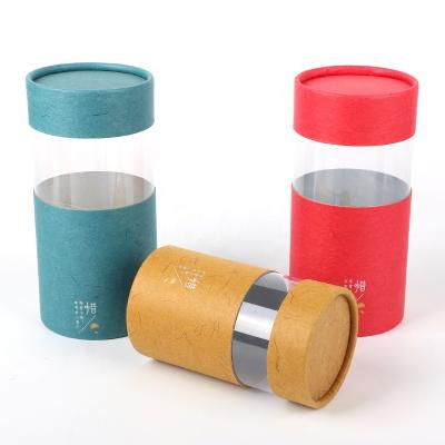 China Handmade Round Box Cardboard Paper Tubes With PVC Window Cylinder Box For Coffee, Tea Packaging for sale