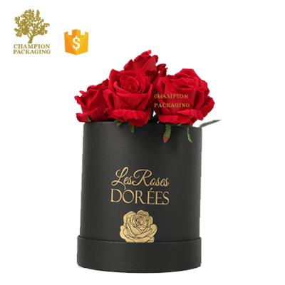 China Recycled Materials Gift Packaging Black Paper Cardboard Round Cylinder Box For Flower for sale