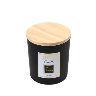 China Wholesale 11oz Luxury Matte Black Home Decoration Decorative Frosted Glass Candle Jar With Lid for sale