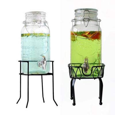 China Freshness Retention Customized Large Refrigerated Glass Beverage Dispenser With Strong Metal Tap Beverage Dispenser Stand for sale