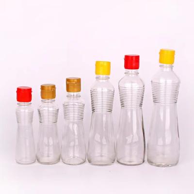 China Wholesale Beverage 5 Ounces 150ml 12 Ounce Round Clear Dim Glass Vinegar Sauce Empty Bottles With Plastic Screw Top for sale