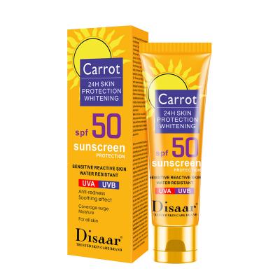 China Sunscreen SPF 50 Carrot Moisturizing Anti Aging Moisturizing Organic Skin Care Whitening Waterproof Sunscreen for sale