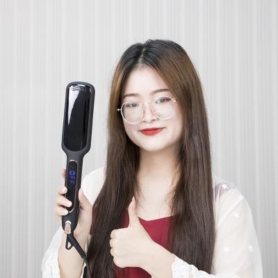 China New Hotel Style LCD Display Electric Steamer Ionic Titanium Flat Iron Hair Straighteners Private Label for sale